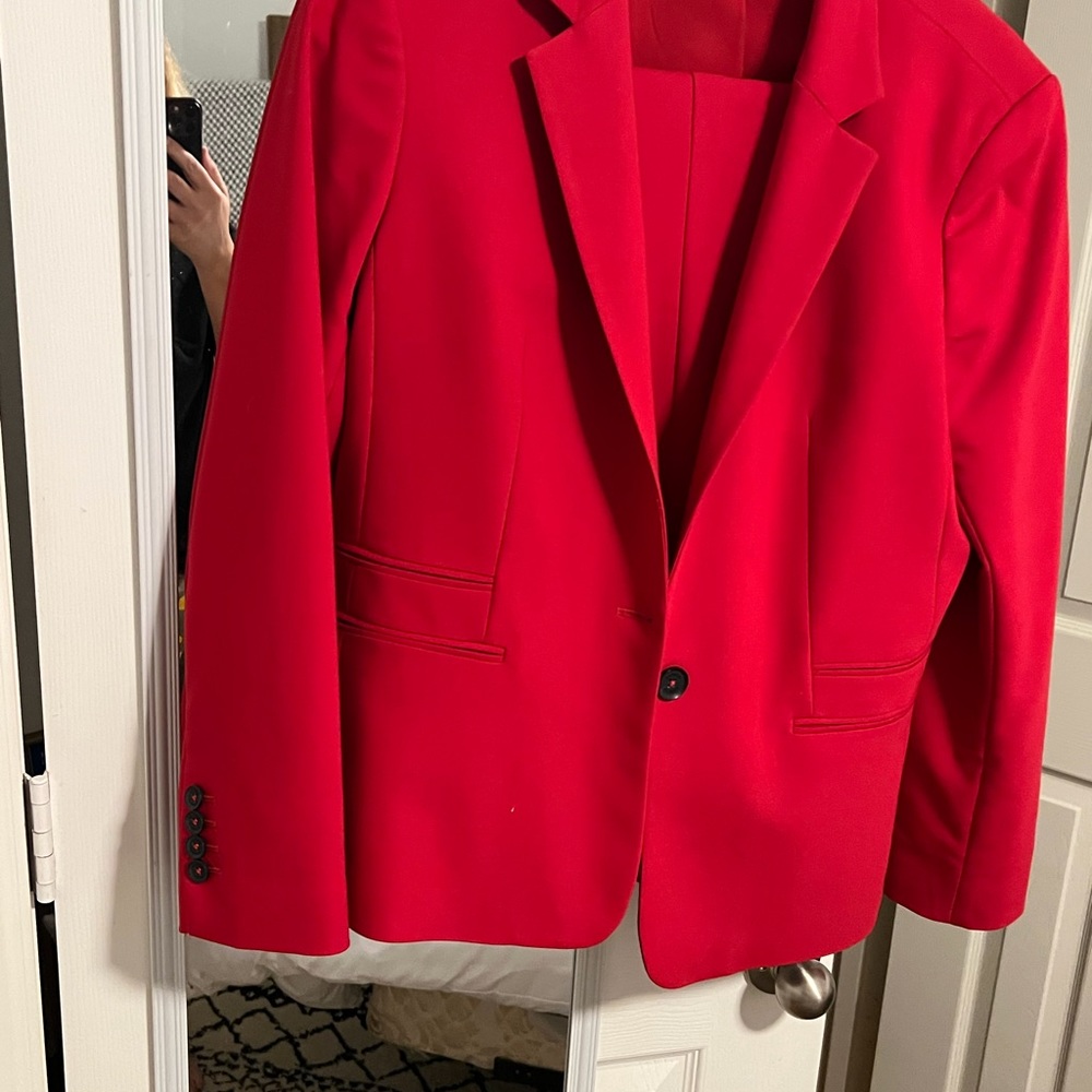 Suite set from express red, jacket 16 and pants 14, worn once. Blue blazer  s 16